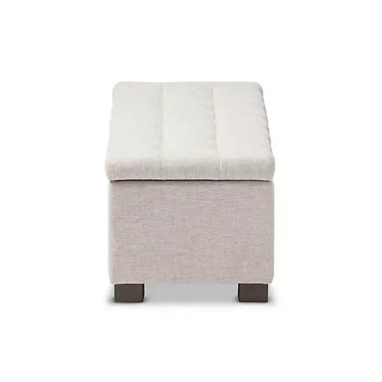 Kirklands Home Beige Grid-Tufted Contemporary Storage Bench Tan Hot