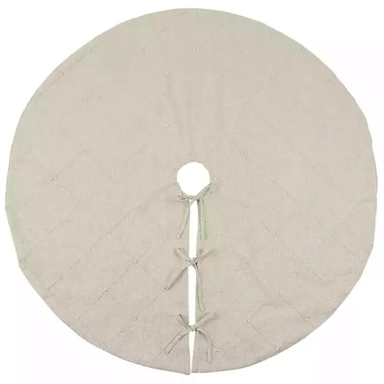 Christmas Tree Skirts & Collars>Kirklands Home Beige Linen Diamond Stitched Tree Skirt Tan