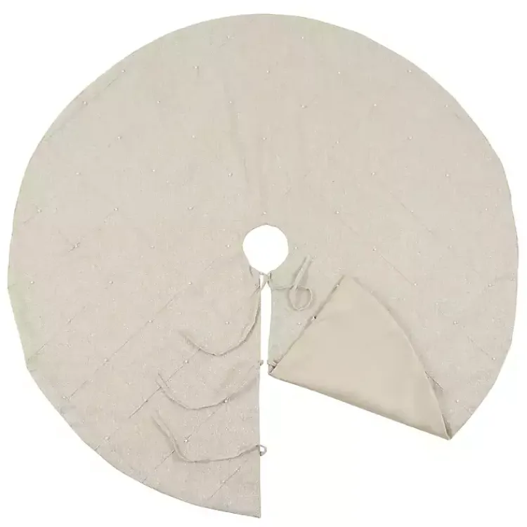 Christmas Tree Skirts & Collars>Kirklands Home Beige Linen Diamond Stitched Tree Skirt Tan