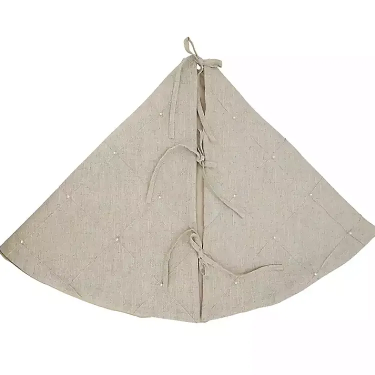 Christmas Tree Skirts & Collars>Kirklands Home Beige Linen Diamond Stitched Tree Skirt Tan