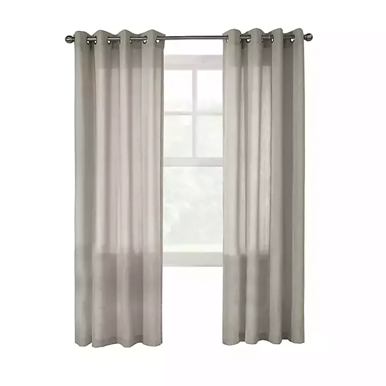 Kirklands Home Beige Linen Light Filtering Curtain Panel, 84 in. Gray Discount