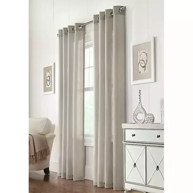 Kirklands Home Beige Linen Light Filtering Curtain Panel, 108 in. Brown New