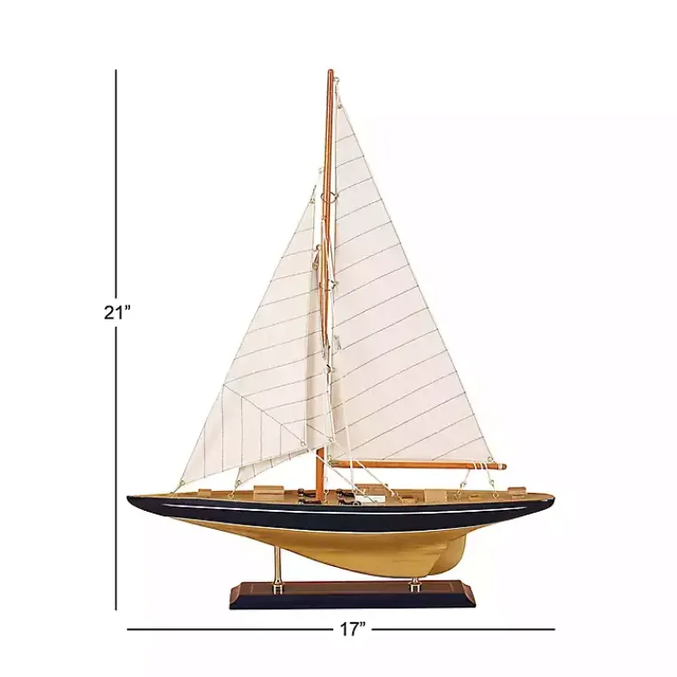 Statues & Figurines>Kirklands Home Beige Wood Coastal Sailboat, 21 in.