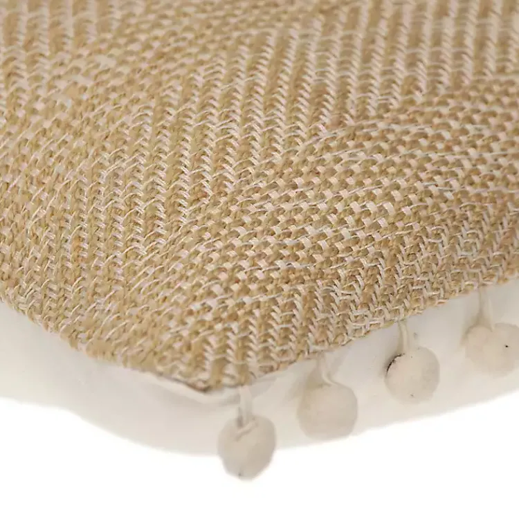 Pillows>Kirklands Home Beige Woven Pom Pom Pillow Tan