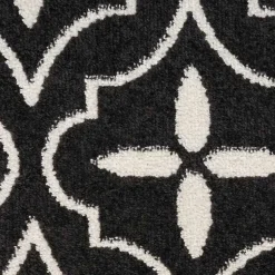 Kirklands Home Black & Ivory Quatrefoil Indoor/Outdoor Runner Clearance