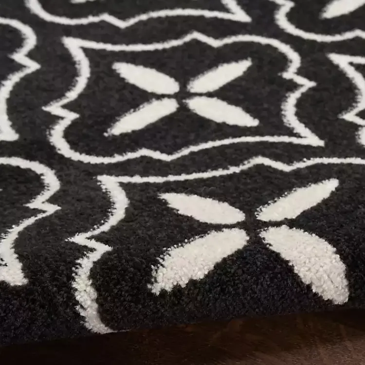 Kirklands Home Black & Ivory Quatrefoil Indoor/Outdoor Rug, 8x10 Discount
