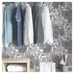 Kirklands Home & White Floral Garden Peel & Stick Wallpaper Black Best