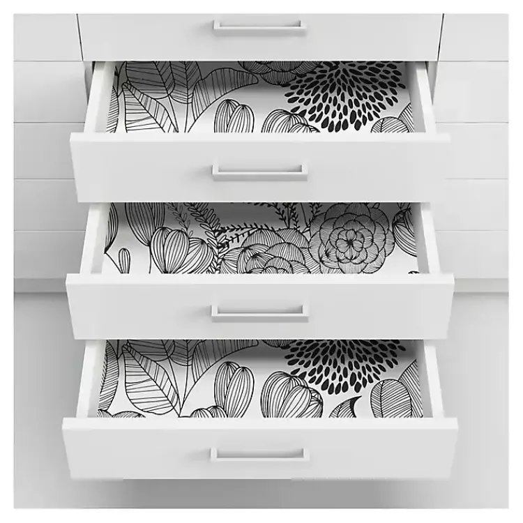 Kirklands Home & White Floral Garden Peel & Stick Wallpaper Black Best