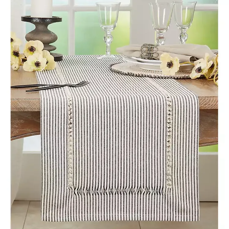Kirklands Home Black & White Striped Table Runner, 90 in. Online