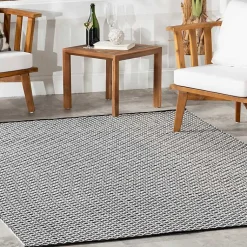 Kirklands Home Black & White Trellis Indoor/Outdoor Rug, 6x9