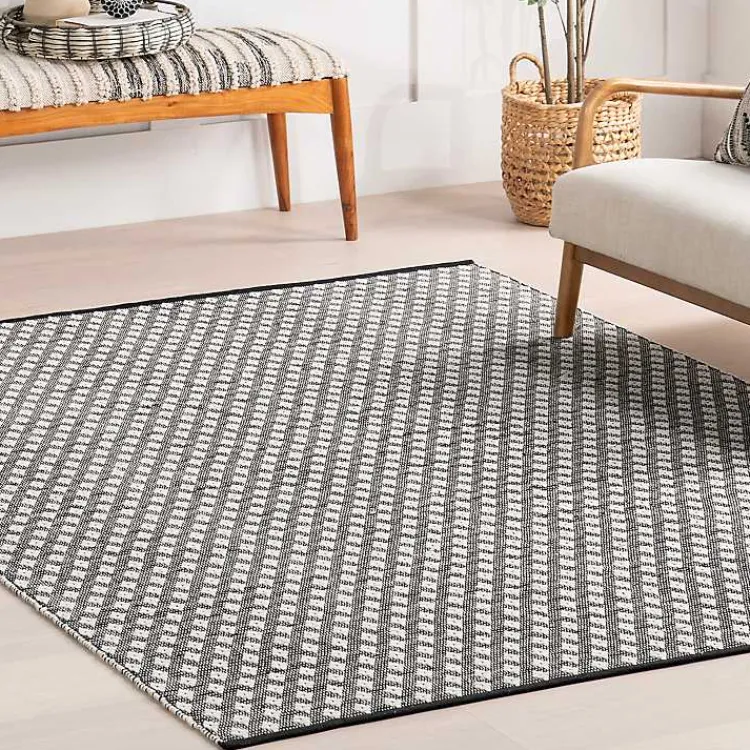 Kirklands Home Black and Ivory Dainty Diamond Area Rug, 4x6 Online