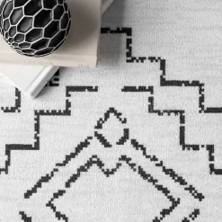 Kirklands Home Black and Ivory Moroccan Washable Runner Outlet