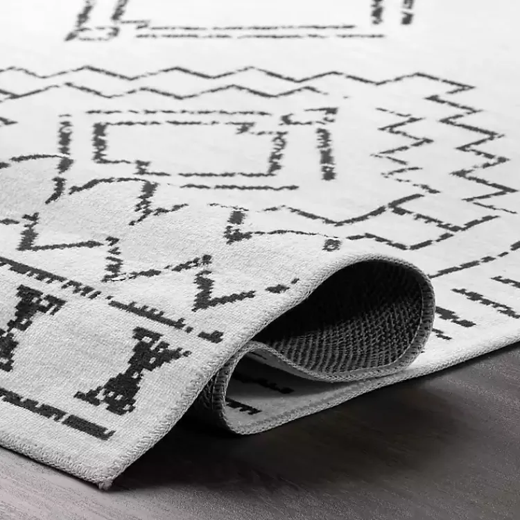 Kirklands Home Black and Ivory Moroccan Washable Runner Outlet