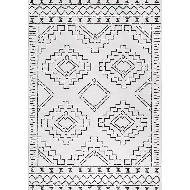 Kirklands Home Black and Ivory Moroccan Washable Area Rug, 3x5 Discount