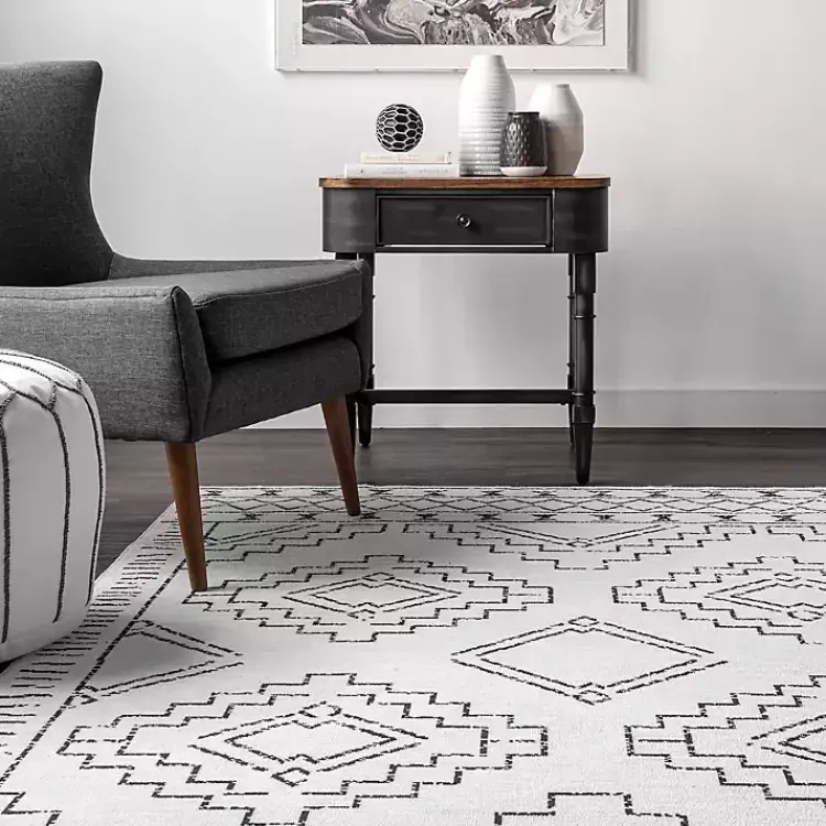 Kirklands Home Black and Ivory Moroccan Washable Area Rug, 3x5 Discount