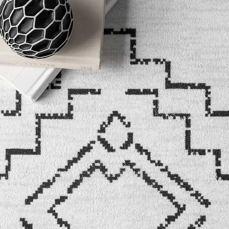 Kirklands Home Black and Ivory Moroccan Washable Area Rug, 3x5 Discount