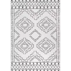 Kirklands Home Black and Ivory Moroccan Washable Area Rug, 4x6 Discount