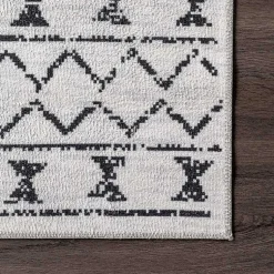 Kirklands Home Black and Ivory Moroccan Washable Area Rug, 5x8 Outlet