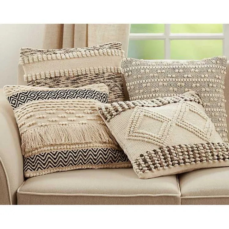 Pillows>Kirklands Home Black and Ivory Moroccan Textured Pillow
