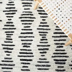 Kirklands Home Black and Ivory Tulum Geometric Area Rug, 5x7 Sale