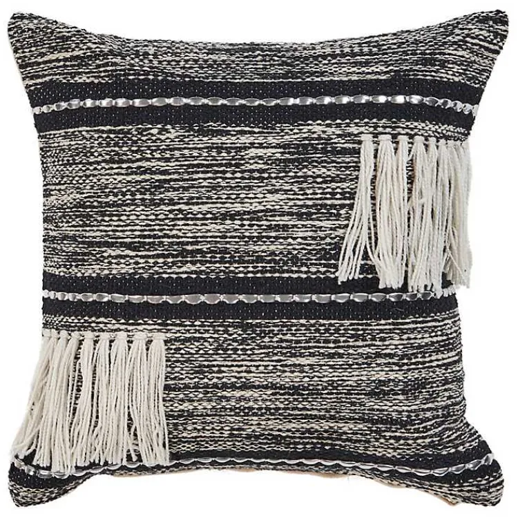 Pillows>Kirklands Home Black and Natural Mingled Texture Pillow