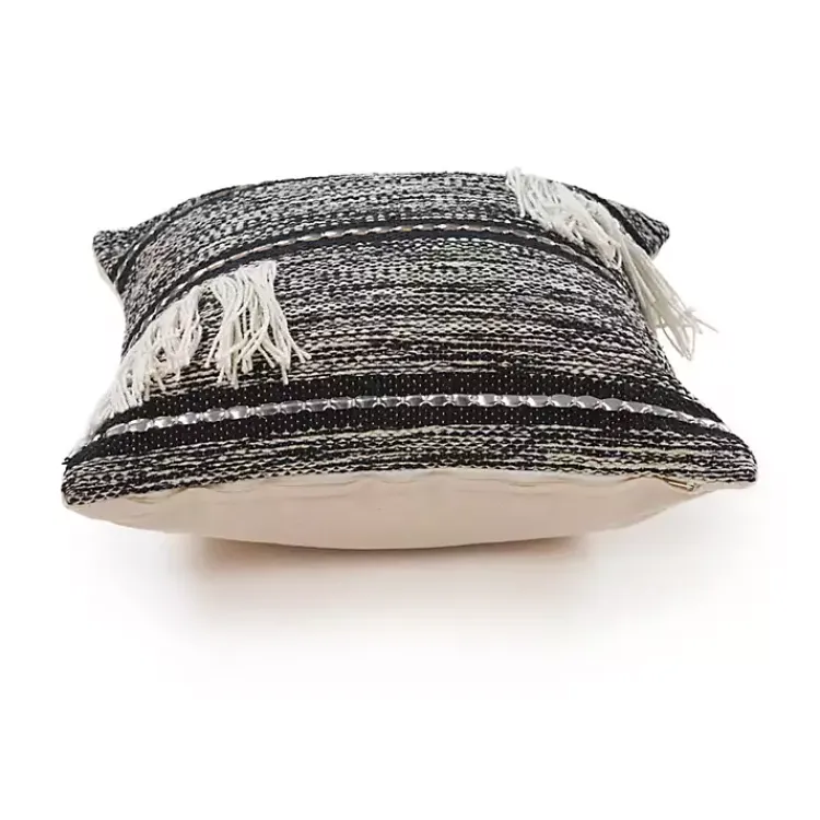 Pillows>Kirklands Home Black and Natural Mingled Texture Pillow