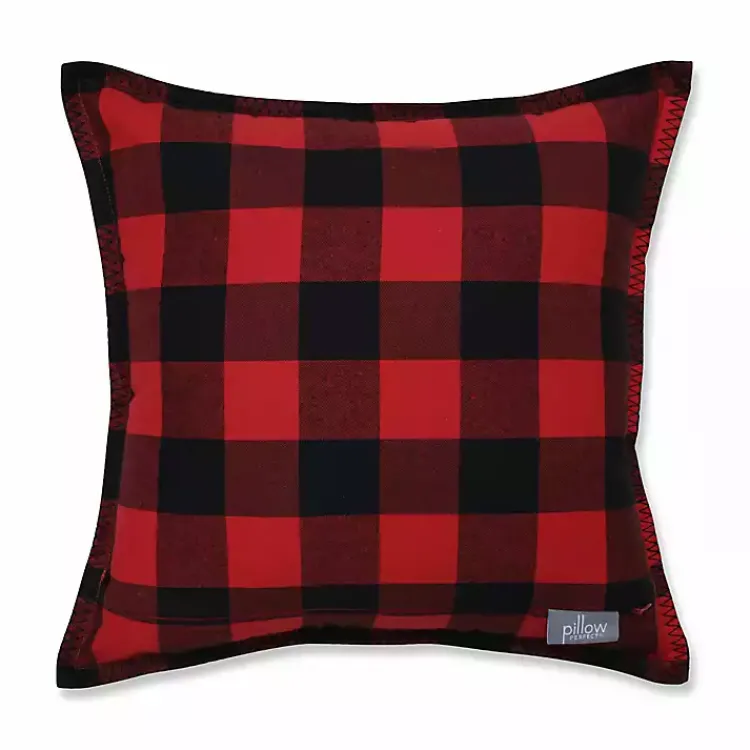 Monogram Seasonal Decor>Kirklands Home Black and Red Buffalo Plaid Monogram J Pillow