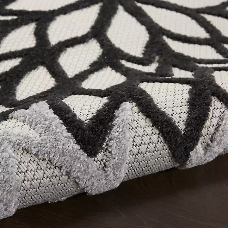 Kirklands Home Black and White Floral Outdoor Area Rug, 7x10 Hot