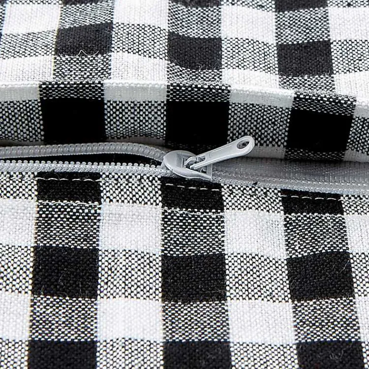 Pillows>Kirklands Home and White Gingham Pillow Covers, Set of 4 Black