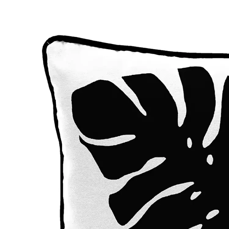Kirklands Home Black and White Palm Leaf Outdoor Pillow