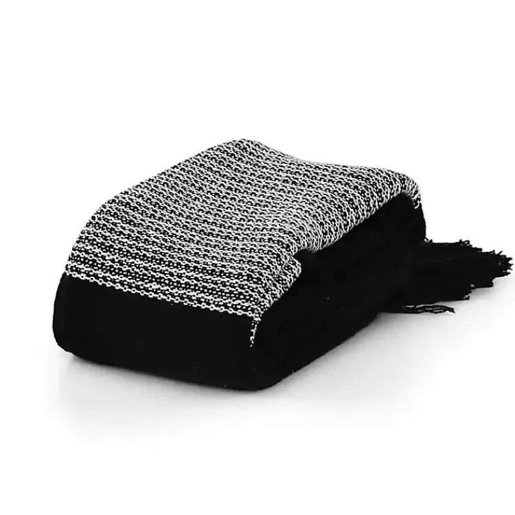 Blankets & Throws>Kirklands Home Black and White Plaid Organic Cotton Throw