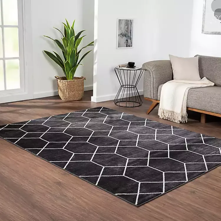 Kirklands Home Black and White Trellis Woven Area Rug, 8x10 Online