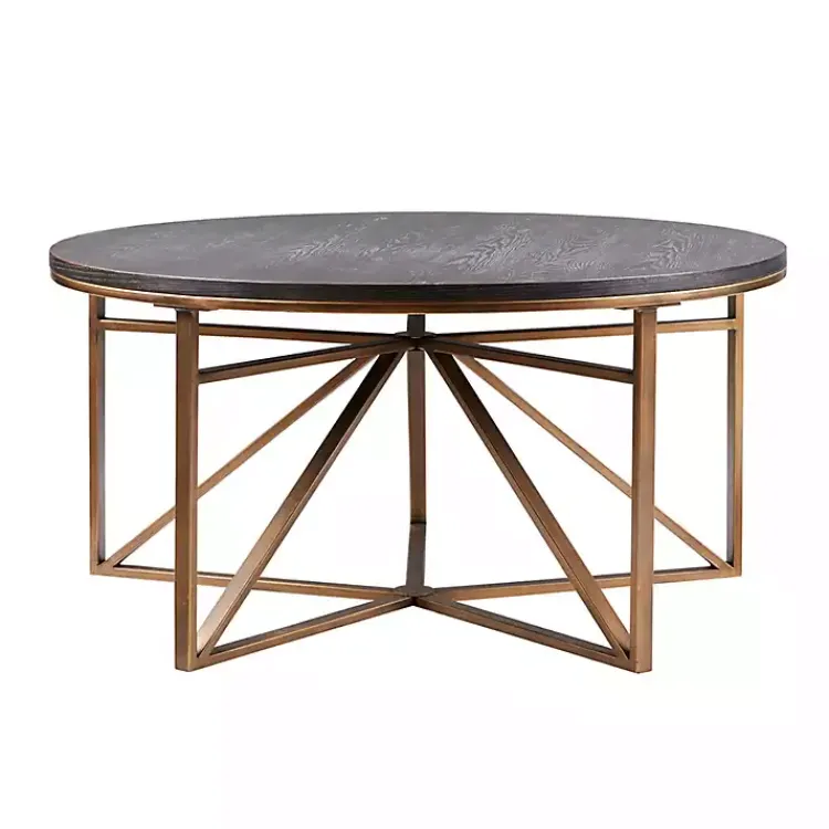 Kirklands Home Antique Bronze Kayden Round Coffee Table Black Outlet