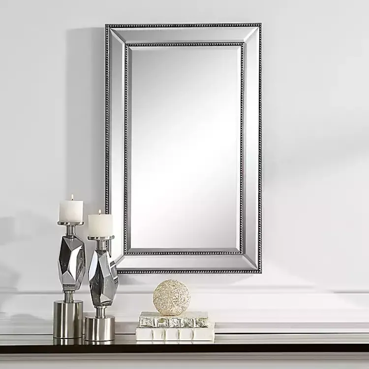 Kirklands Home Beaded Double Frame Beveled Wall Mirror Black Sale