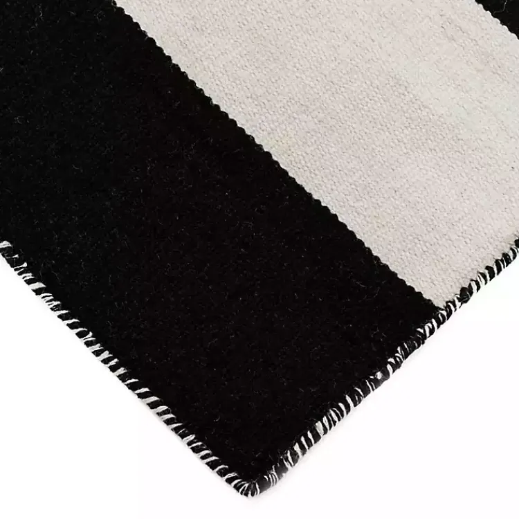 Kirklands Home Black Cabana Stripe Indoor/Outdoor Scatter Rug Hot