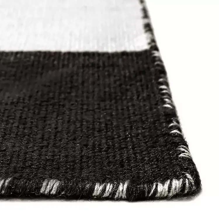 Kirklands Home Black Cabana Stripe Indoor/Outdoor Scatter Rug Hot