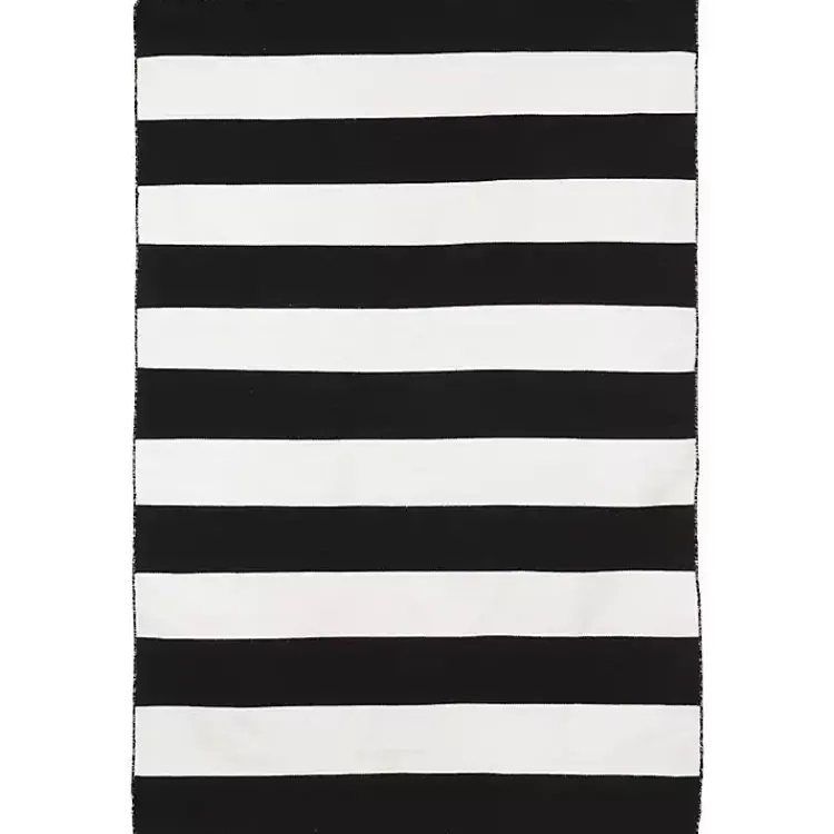 Kirklands Home Black Cabana Stripe Indoor/Outdoor Area Rug, 5x7
