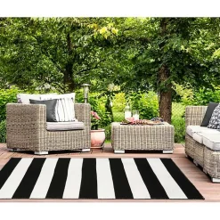 Kirklands Home Black Cabana Stripe Indoor/Outdoor Area Rug, 7x9 Best