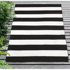 Kirklands Home Black Cabana Stripe Indoor/Outdoor Area Rug, 8x11 Discount