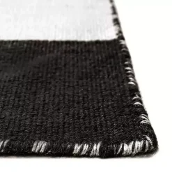 Kirklands Home Black Cabana Stripe Indoor/Outdoor Area Rug, 8x8 New