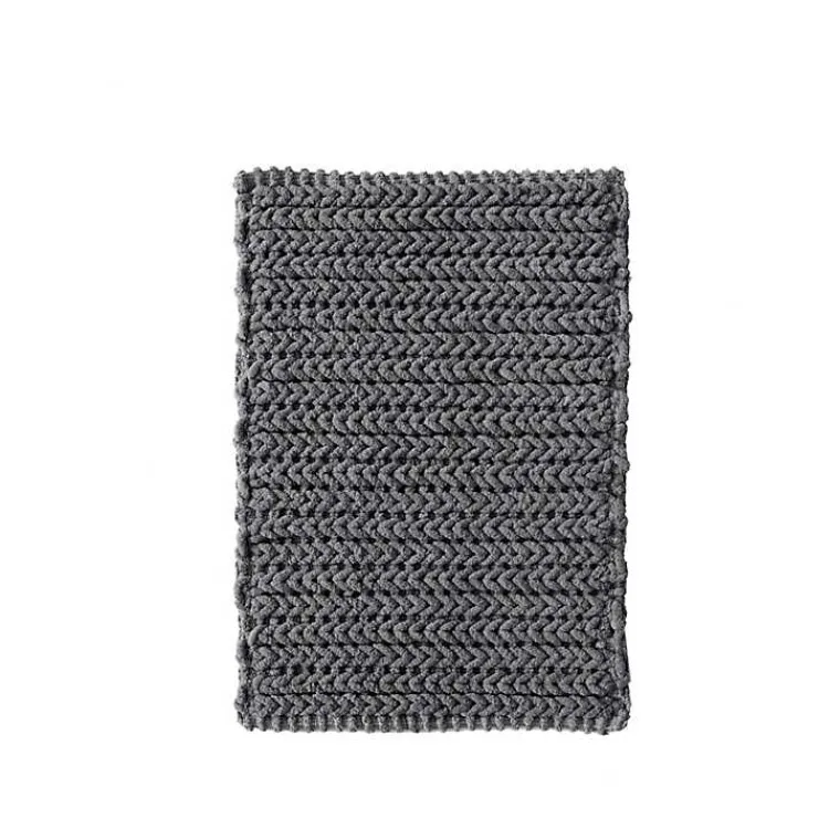 Kirklands Home Chenille Chain Stitched Bath Mat, 30 in. Black Clearance