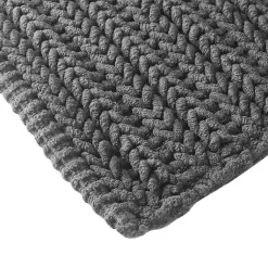 Kirklands Home Chenille Chain Stitched Bath Mat, 30 in. Black Clearance