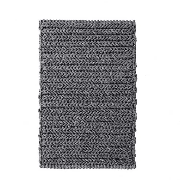Kirklands Home Chenille Chain Stitched Bath Mat, 40 in. Black Discount