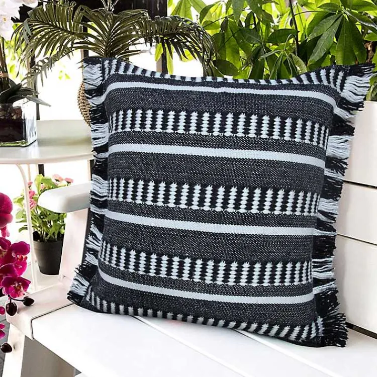 Pillows>Kirklands Home Black Dash Stripe Indoor/Outdoor Pillow