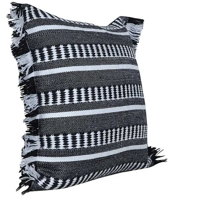 Pillows>Kirklands Home Black Dash Stripe Indoor/Outdoor Pillow