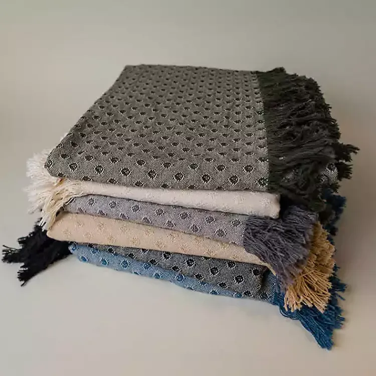 Blankets & Throws>Kirklands Home Dotted Woven Throw Black