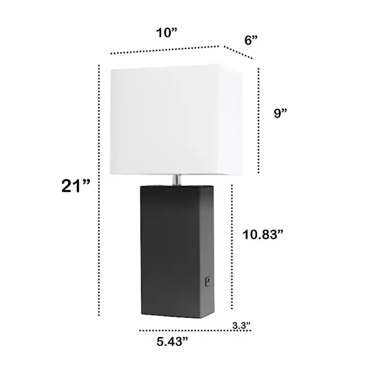 Kirklands Home Faux Leather Charging Table Lamp Black Outlet