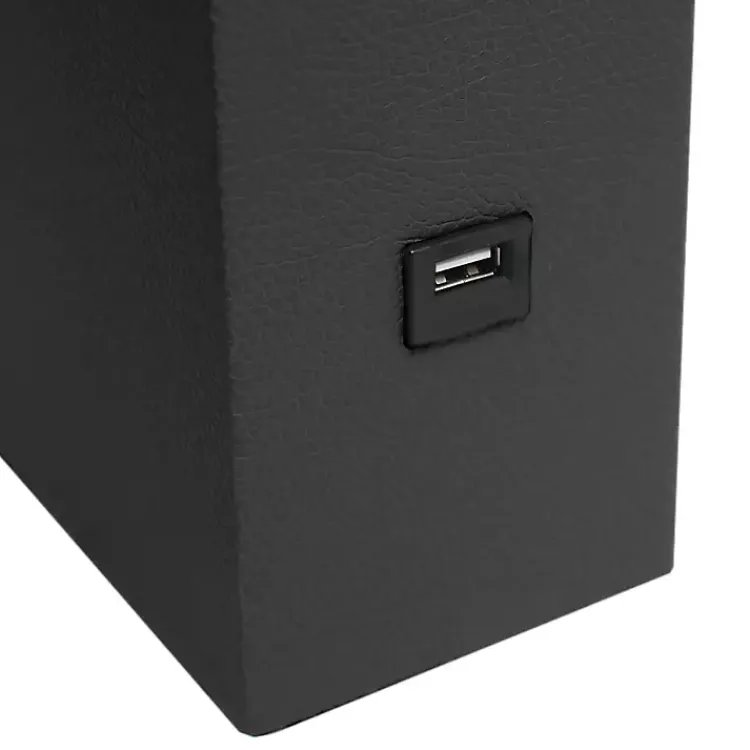 Kirklands Home Faux Leather Charging Table Lamp Black Outlet