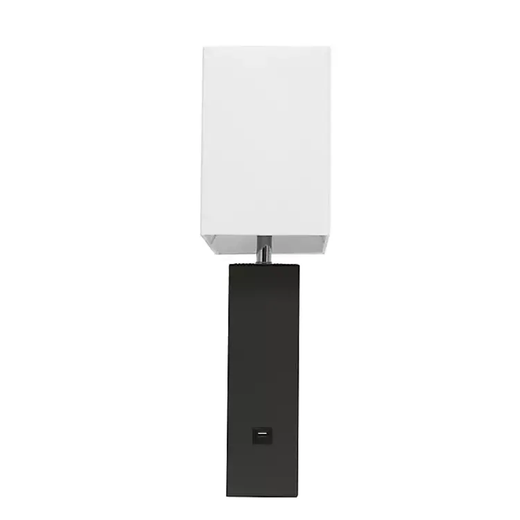 Kirklands Home Faux Leather Charging Table Lamp Black Outlet