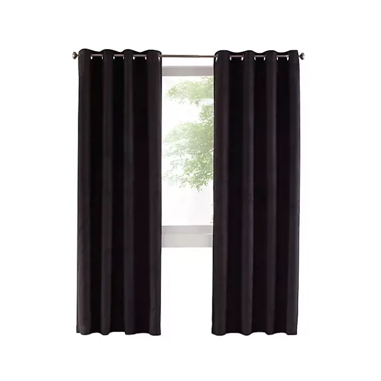 Kirklands Home Faux Suede out Curtain Panel, 108 in. Black Best